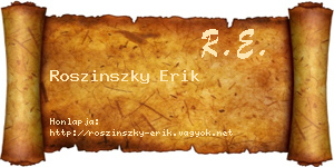 Roszinszky Erik névjegykártya